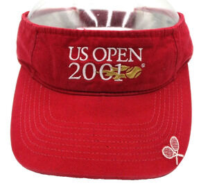 Vintage US Open 2001 Hat Cap Visor One Size Red Tennis Mens Twins Enterprise